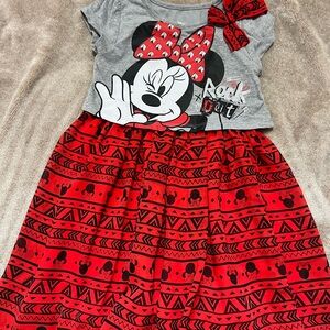 Disney Minnie Mouse Red and Gray Dress 5T